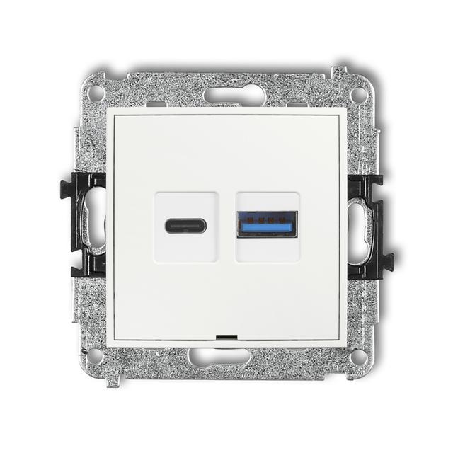 ICON Ładowarka USB podwójna USB C + USB A, 20W max., bez pola opisowego biały mat 25ICUSBBO-8 KARLIK