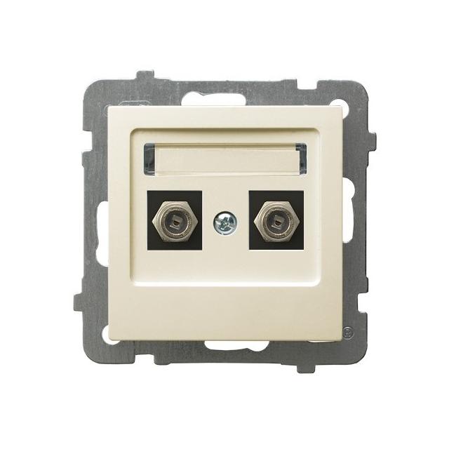AS Gniazdo antenowe typu F podwójne - kolor ecru