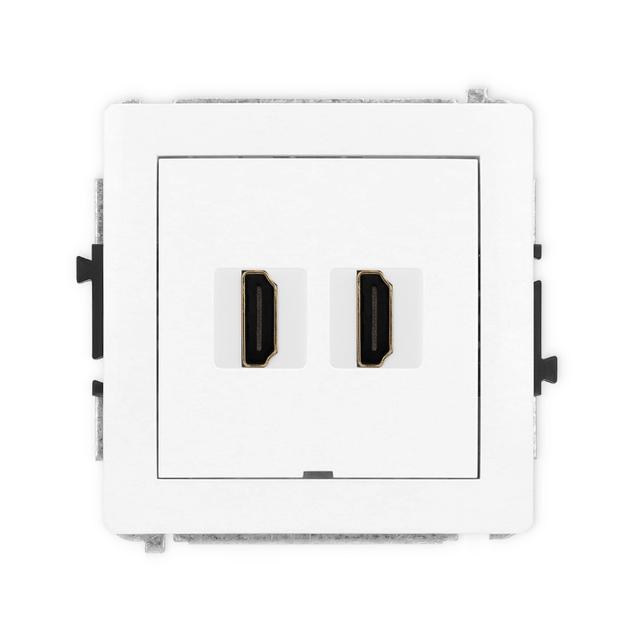 DECO Mechanizm gniazda podwójnego HDMI 2.0, bez pola opisowego biały