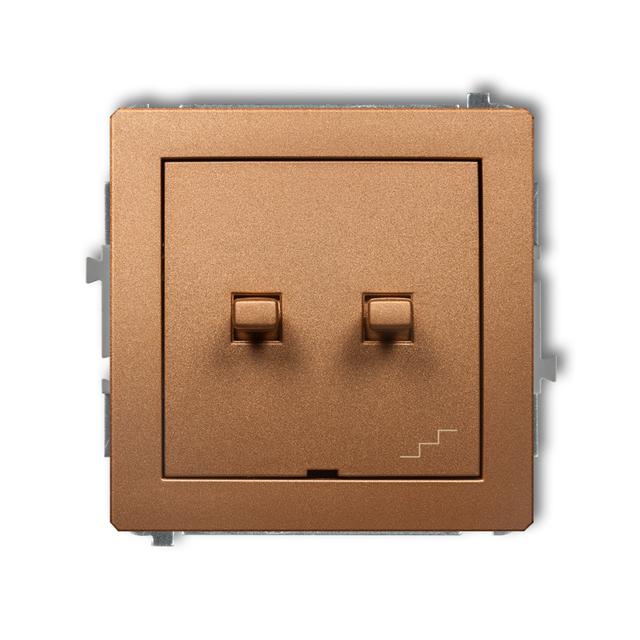 DECO Łącznik pojedynczy jednobiegunowy + schodowy (wspólne zasilanie) w stylu amerykańskim złoty metalik 8DWPUS-10.1 KARLIK