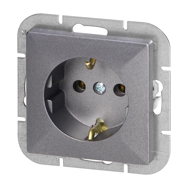 Gniazdo pojedyncze podtynkowe 2P+Z Schuko Pearl, 16A, 250V, PT-17P, antracyt OR-OE-7705(GS)/A ORNO