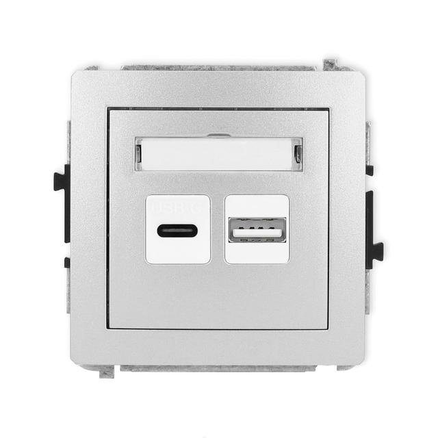 DECO Ładowarka USB podwójna USB C + USB A, 20W max. srebrny metalik 7DCUSB-8 KARLIK