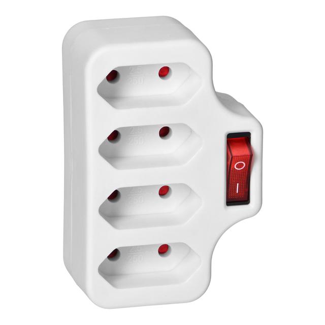 Rozgałęźnik 4x2P/II z włącznikiem biały OR-AE-13255 ORNO