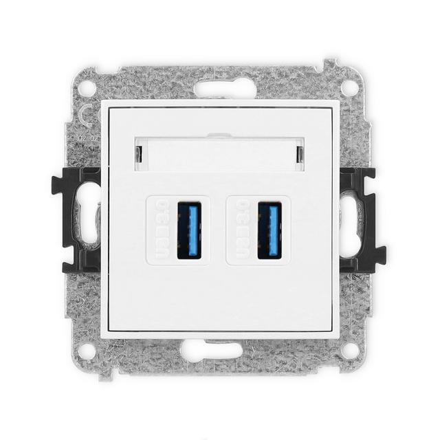 ICON Gniazdo podwójne 2xUSB A-A 3.0 biały IGUSB-6 KARLIK