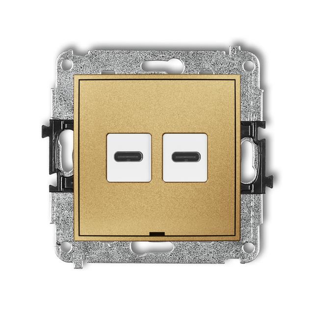 ICON Mechanizm ładowarki USB podwójnej 2xUSB C, 20W max., bez pola opisowego złoty