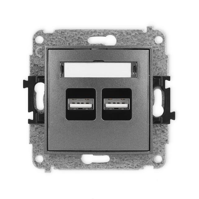 MINI Ładowarka USB podwójna 2xUSB A, 15,5W max., 5V, 3.1A grafitowy 11MCUSB-6 KARLIK