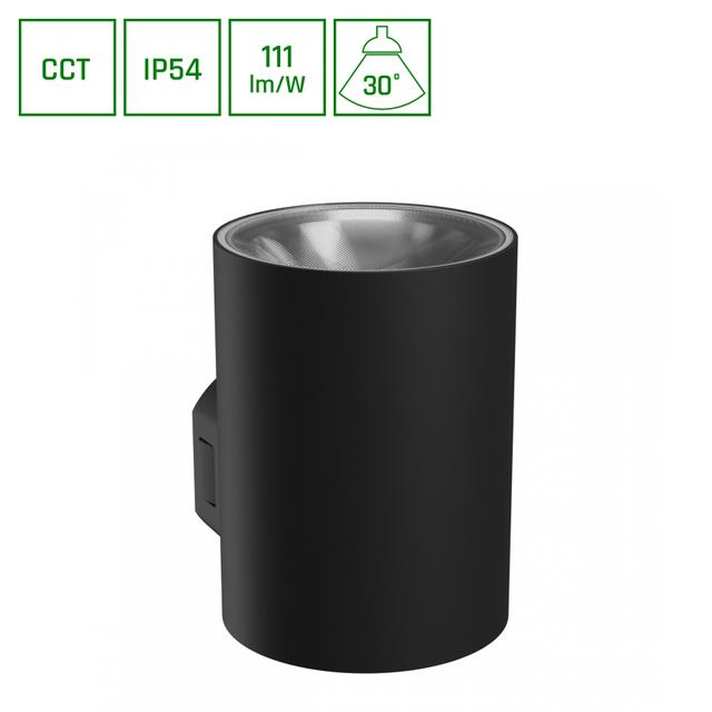 TORRE 9W CCT 230V IP54 99x78x117MM CZARNY OKRĄGŁA ELEWACYJNA
