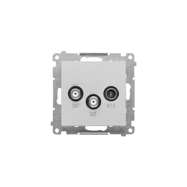 Simon 55 Gniazdo antenowe satelitarne podwójne SAT-SAT-RTV 2x Wejście: 5 MHz÷2,4 GHz Aluminium mat