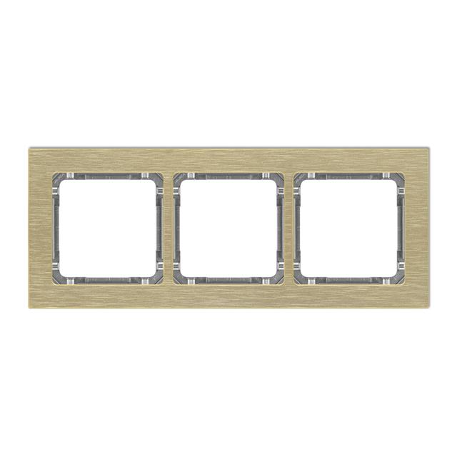 DECO Ramka uniwersalna potrójna - aluminium szczotkowane (ramka: kolor mosiężny; spód: grafitowy) mo