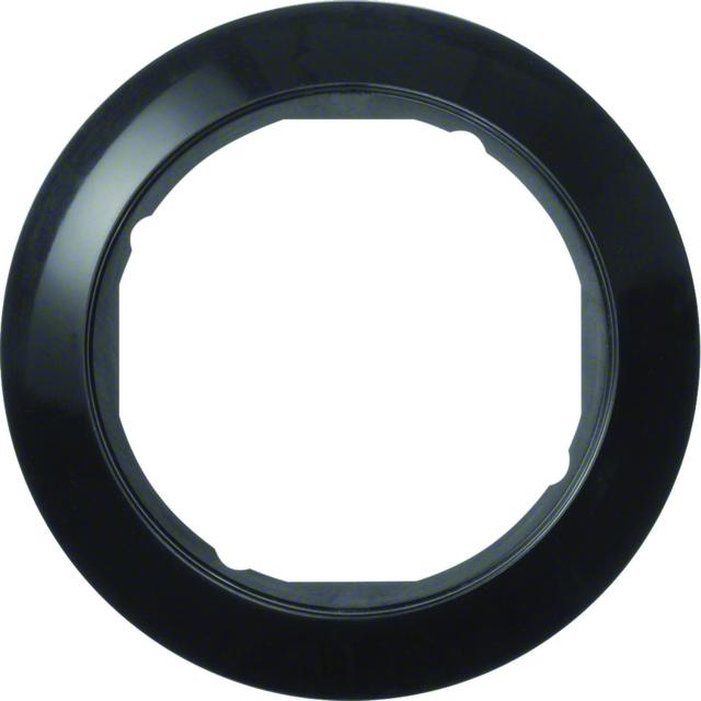 Serie 1930 Ramka pojedyncza do płytek czołowych fi 58mm czarna Berker 138201 WTD3191BG HAGER