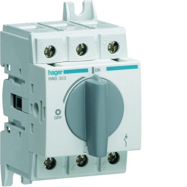 Modułowy rozłącznik izolacyjny obrotowy 3P 32A rozmiar 1 HAB303 HAGER