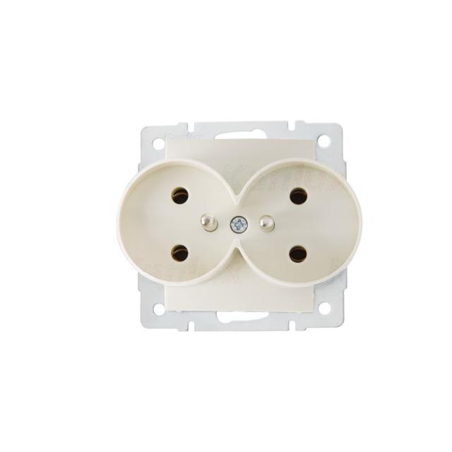 LOGI Gniazdo podwójne z uziemieniem śrubowy Kremowy 16A 250V 021253103 25151 KANLUX