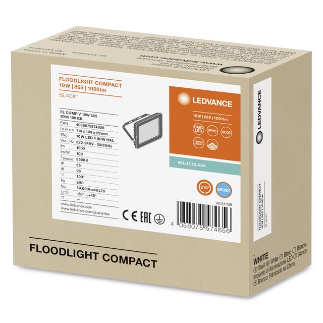 Naświetlacz LED FLOOD COMPACT V 10W 865 SYM 100 BK 4058075574656 LEDVANCE