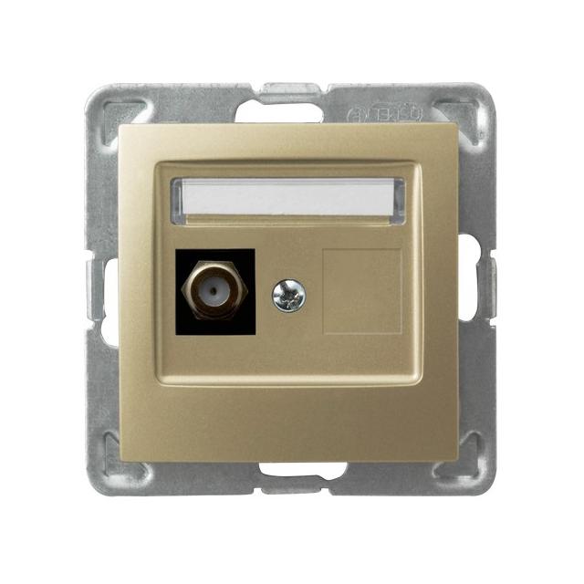 IMPRESJA Gniazdo antenowe typu F pojedyncze - kolor złoty metalik