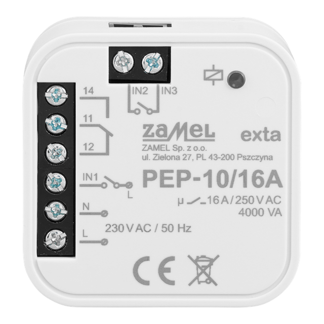 MODUŁ PRZEKAŹNIKA BEZPOTENCJAŁOWEGO, DOPUSZKOWY, 16A, 230V TYP: PEP-10/16A