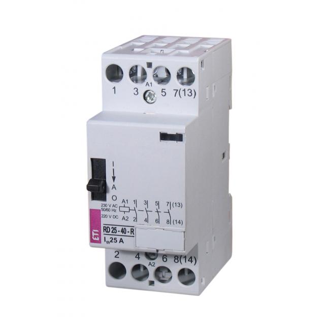 RD 25-40-R-24V AC/DC - Stycznik modułowy ze sterowaniem ręcznym 25A 1 styk rozwierny (1 mod. 1 bieg.