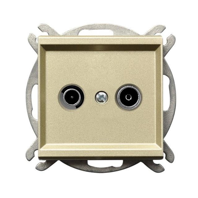 SONATA Gniazdo RTV przelotowe 16-dB - kolor szampański złoty