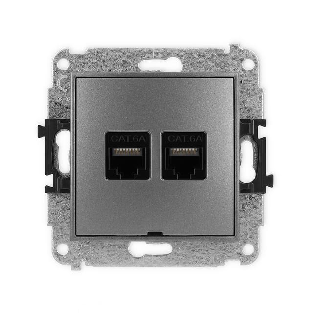 ICON Mechanizm gniazda komputerowego podwójnego 2xRJ45, kat. 6A, 8-stykowy, bez pola opisowego grafi