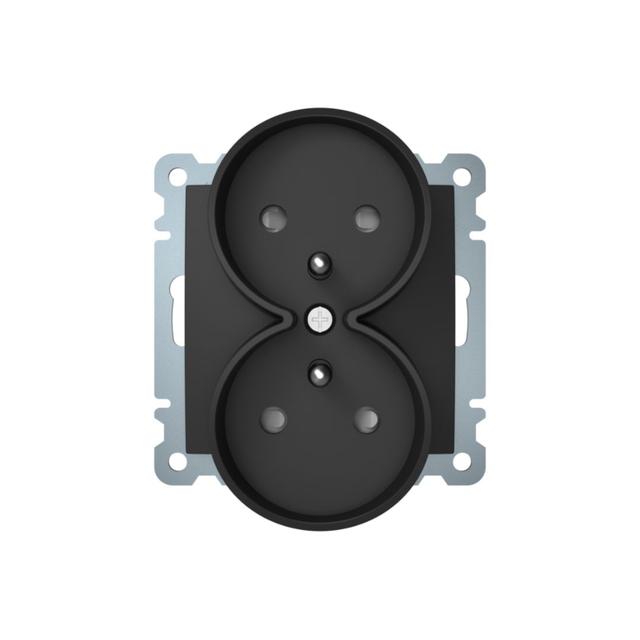 B.Kwadrat Gniazdo podwójne z uziemieniem do ramek 1- lub wielokrotnych, antracyt