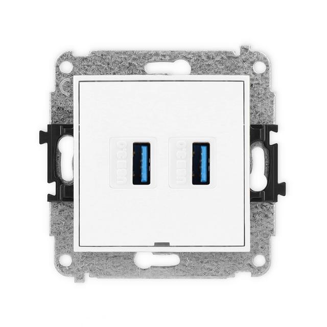 MINI Gniazdo podwójne 2xUSB A-A 3.0, bez pola opisowego biały MGUSBBO-6 KARLIK