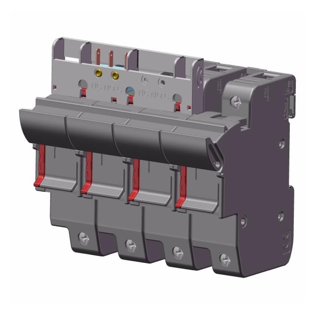 CH143DNMSU-F Podstawa wkł. cyl. 14x51 3p+1N 50A 690VAC mikroprzekaźnik CH143DNMSU-F EATON
