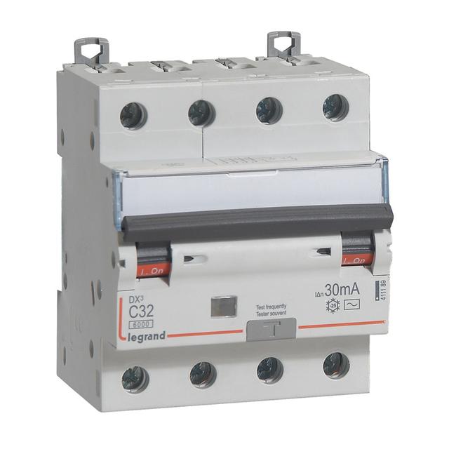 Wyłącznik Różnicowo-Nadprądowy 4P 32A C 0,03A Typ AC P314 DX3 411189 LEGRAND