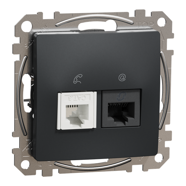 Sedna Design & Elements Gniazdo komputerowe-telefoniczne kat. 5e UTP czarny antracyt SDD114458 Schneider