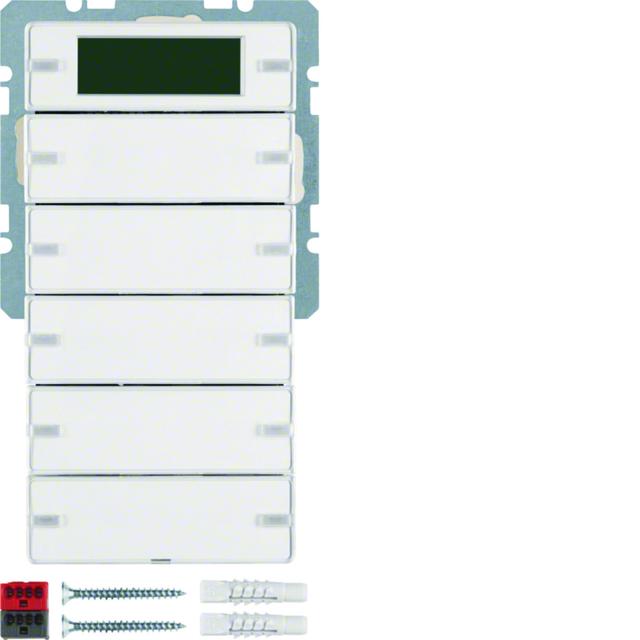 BERKER Q.1/Q.3 Przycisk pięciokrotna z regulatorem temperatury i wyświetlaczem biały aksamit 7566572