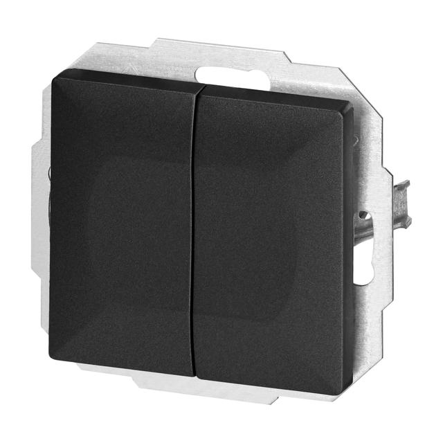 Łącznik podtynkowy schodowy podwójny Pearl, 10A, 250V, WP-2/5P, czarny OR-OE-7702/2/B ORNO