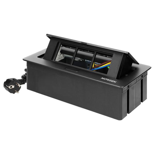 NOEN Kaseta meblowa wpuszczana w blat ze zintegrowaną ramką PCV na gniazda modułowe 3 x 45x45mm lub