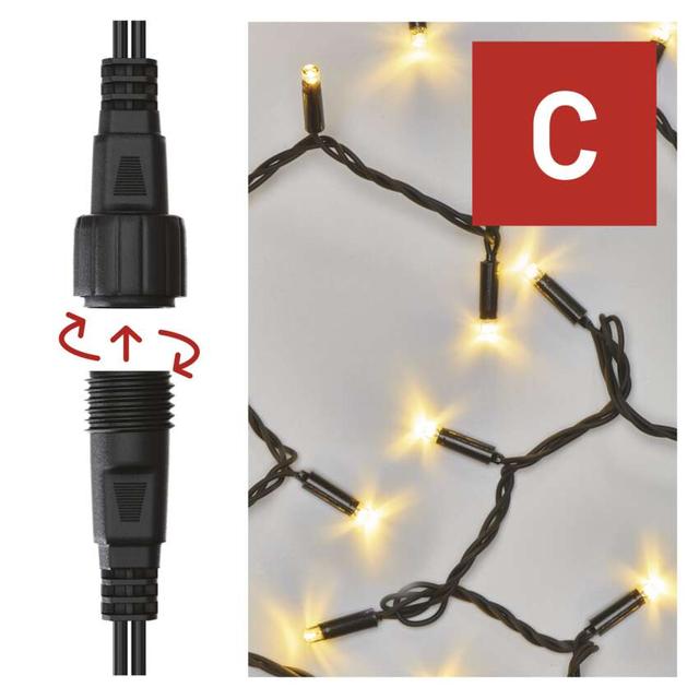 Lampki choinkowe łączone Profi łańcuch 50LED 5m ciepła biel IP44 timer D2AW01 EMOS