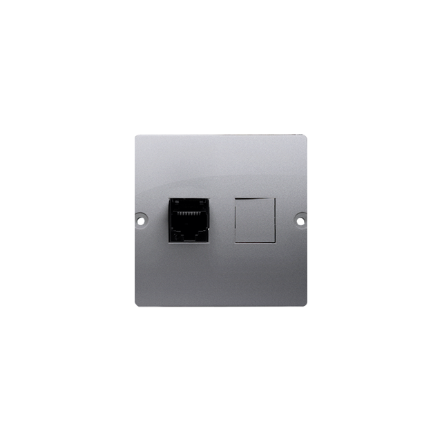 Simon Basic Gniazdo komputerowe RJ45 pojedyncze kategoria 5e . Montaż gniazda na wkręty do puszki stal inox BMF51.02/21 KONTAKT