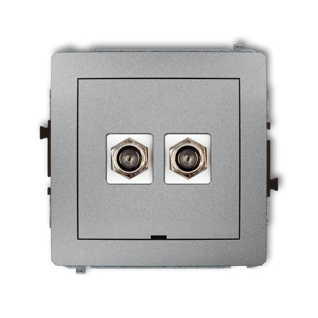 DECO Mechanizm gniazda antenowego podwójnego typu F (SAT) niklowany, bez pola opisowego srebrny meta