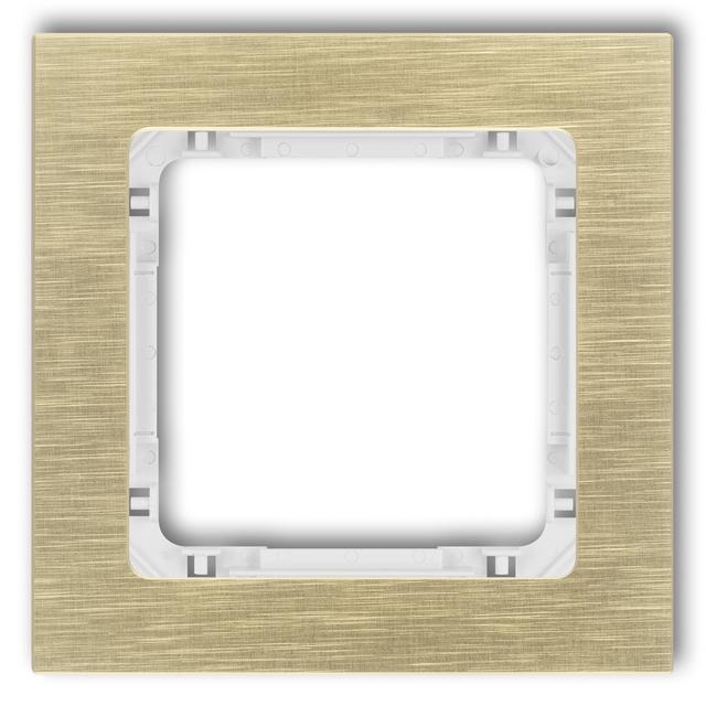DECO Ramka uniwersalna pojedyncza - aluminium szczotkowane (ramka: kolor mosiężny; spód: biały) mosi
