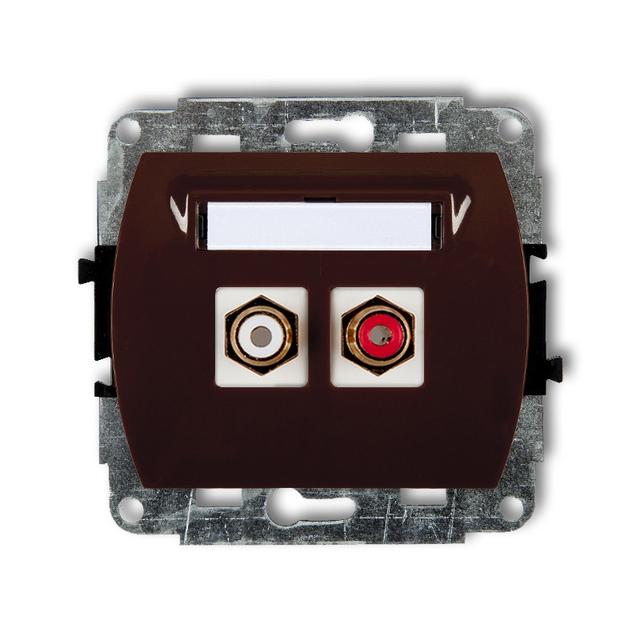 TREND Mechanizm gniazda podwójnego RCA (typu cinch - biały i czerwony, pozłacany) brązowy