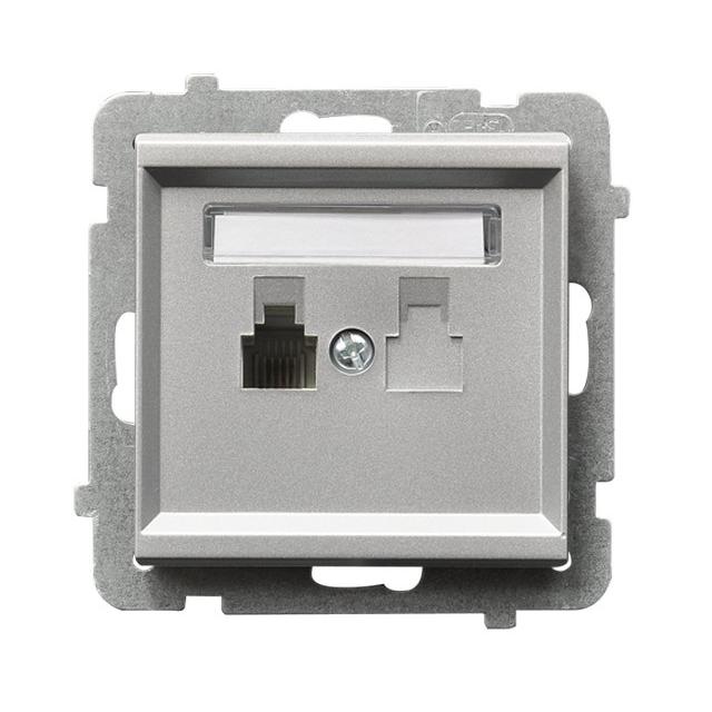 SONATA Gniazdo telefoniczne pojedyncze - kolor srebro mat