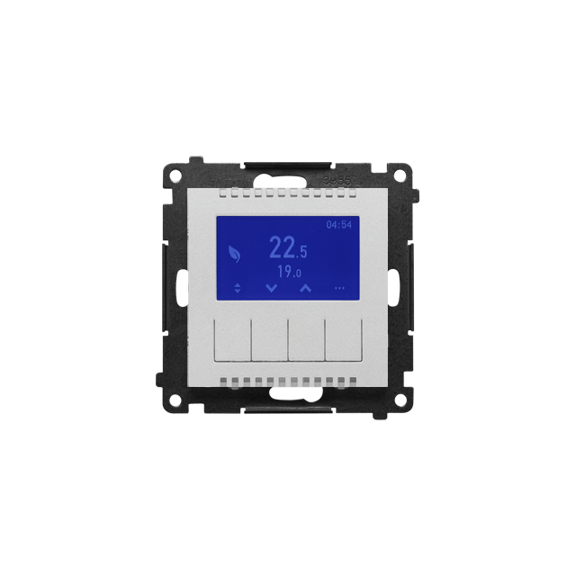 Simon 55 Termostat programowalny z wyświetlaczem Aluminium mat TETD1A.01/143 KONTAKT