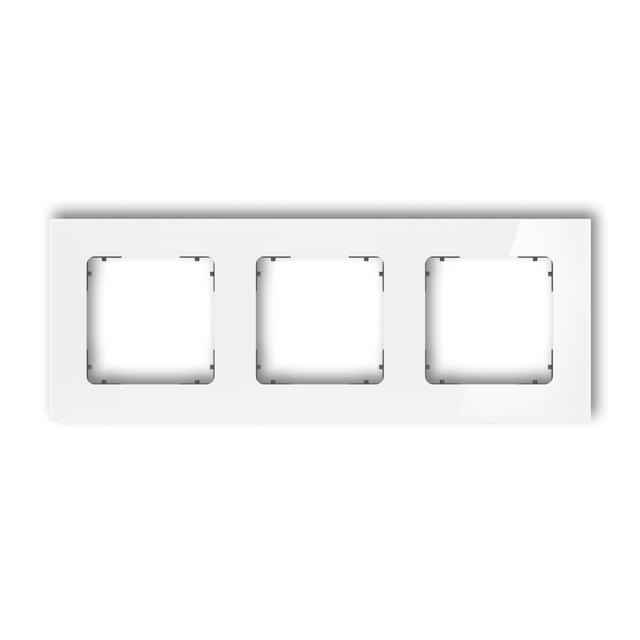 ICON Ramka uniwersalna potrójna kwadratowa - efekt szkła (ramka: biała; spód: grafitowy mat) biały