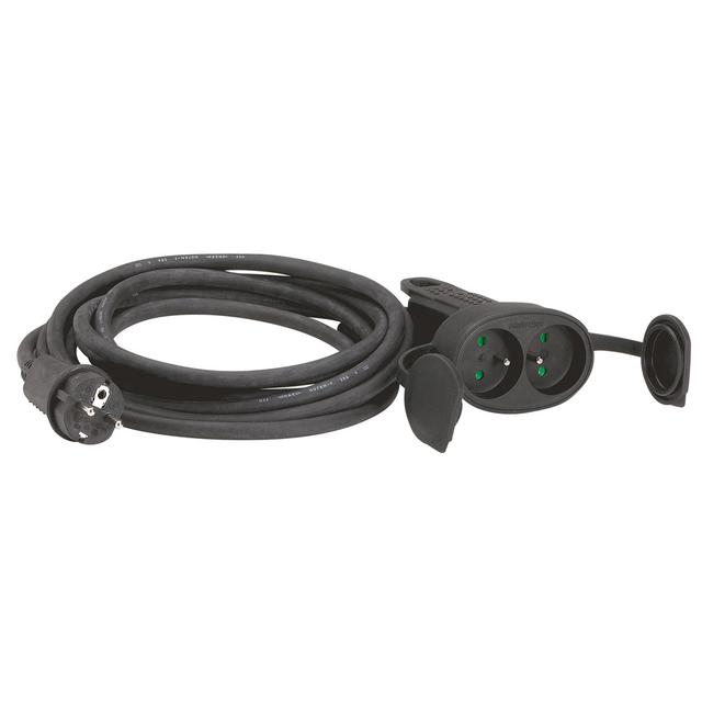 PRZEDŁUŻACZ GUMOWY 2X2P+Z IP44 - 10M - CZARNY, Legrand