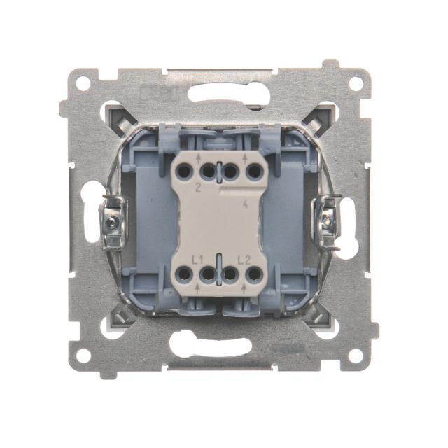 Simon 54 Łącznik dwubiegunowy z podświetleniem LED 10A szybkozłączka srebrny mat