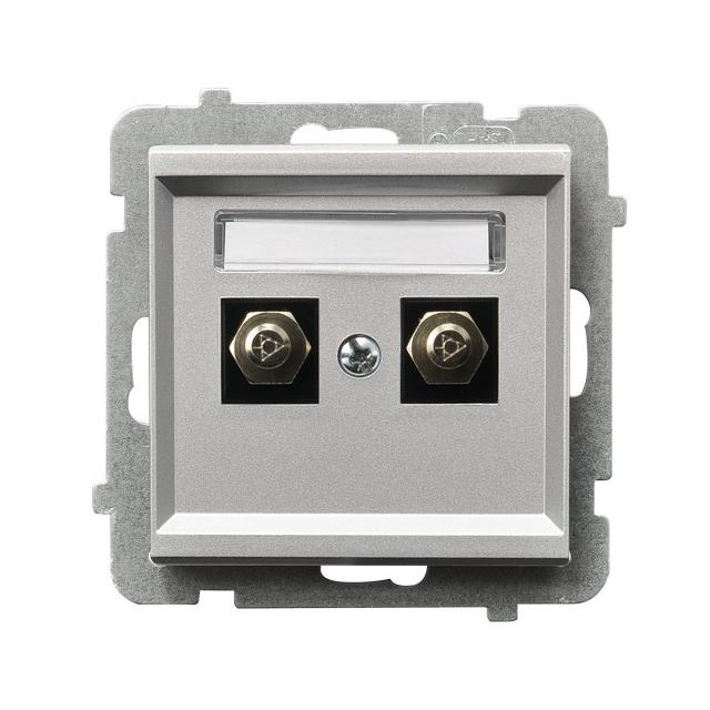 SONATA Gniazdo ekwipotencjalne podwójne - kolor srebro mat