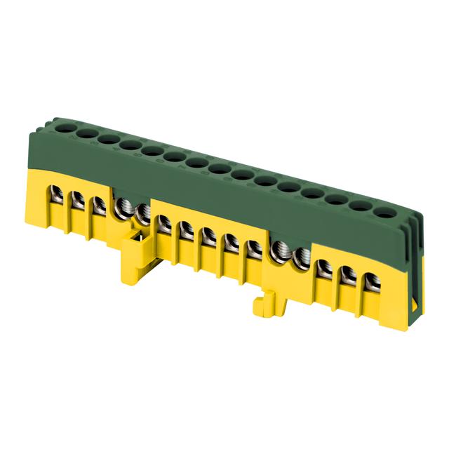 Listwa zaciskowa izolowana PRO PE, 15 przewodów, zielony