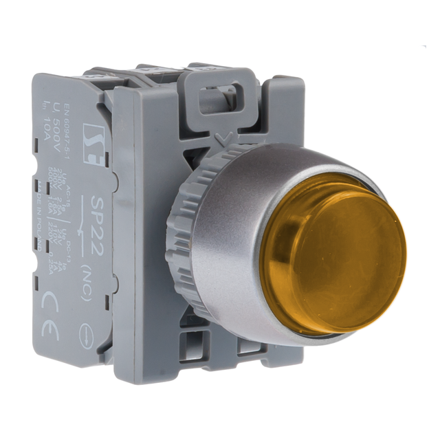 PRZYCISK WYSTAJ PODŚW  ŻÓŁTY    1ZW  AC(24V-230V),DC(24V-110V)