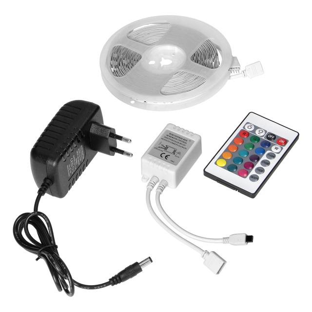 Zestaw taśma LED 12V 5050 100 30L 7.2W/m IP20 RGB 5m +Sterownik RGB +Zasilacz 12V