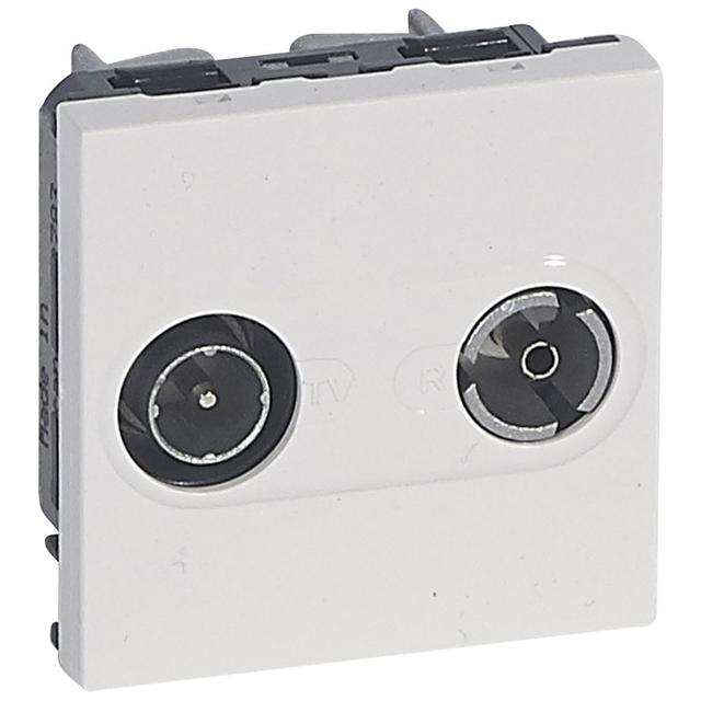 MOSAIC GNIAZDO POJEDYNCZE TV-RD GWIAZDA - 2 MODYŁU BIAŁE TŁUMIENIE 1,5 DB, Legrand