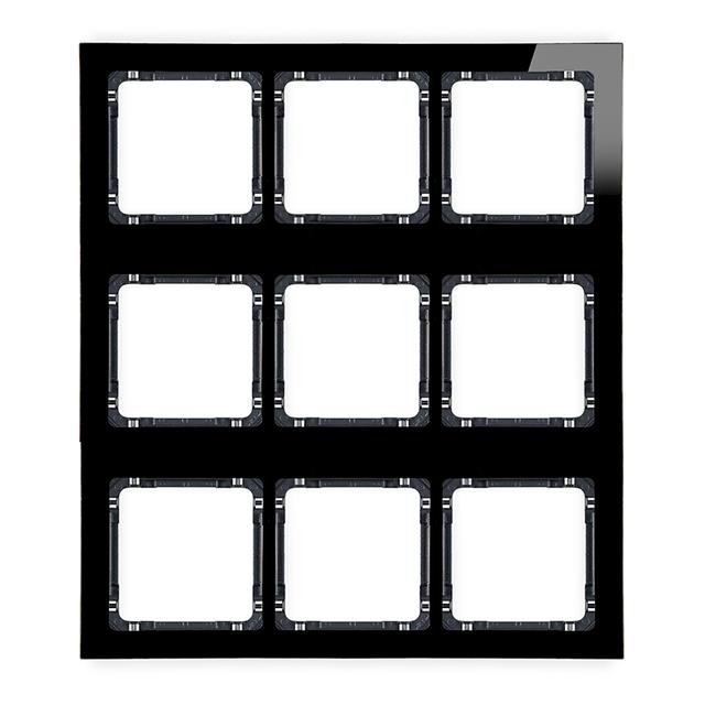 DECO Ramka modułowa 9 krotna (3 poziom, 3 pion) - efekt szkła (ramka czarna; spód czarny)