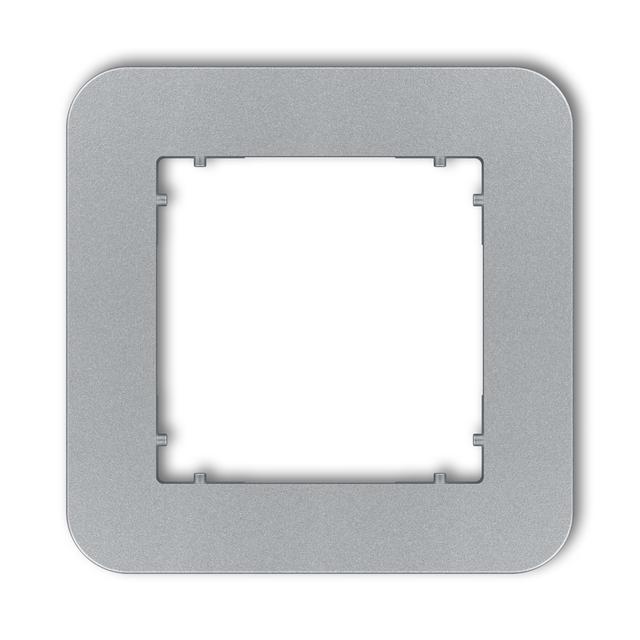 MINI Ramka uniwersalna pojedyncza zaokrąglona z tworzywa srebrny metalik