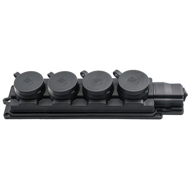 listwa gumowa 4 gniazd. Czarna IP 44  schuko