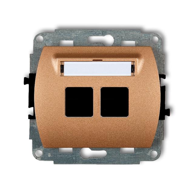TREND Mechanizm gniazda multimedialnego podwójnego bez modułu (standard Keystone) złoty metalik