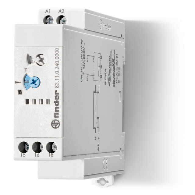 Przekaźnik czasowy modułowy serii 83: 1P 16A 24…240V AC/DC 83.11.0.240.0000 /5szt./ FINDER